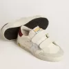 Junior Old School mit silbernem Metallic-Lederstern und violettem Wildleder-Fersenlasche