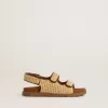 Junior-Sandalen „Noa” aus beigem Raffia und braunem Leder Junior-Sandalen „Noa” aus beigem Raffia und braunem Leder