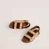 Junior-Sandalen „Noa” aus beigem Raffia und braunem Leder Junior-Sandalen „Noa” aus beigem Raffia und braunem Leder