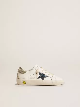Junior Super-Star aus Leder mit Glitzerstern und Fersenlasche