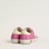 Junior Super-Star aus rosa Wildleder mit hellgelbem Stern und Fersenlasche