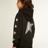 Kapuzensweatshirt für Jungen in Schwarz mit kontrastierenden silbernen Sternen Kapuzensweatshirt für Jungen in Schwarz mit kontrastierenden silbernen Sternen