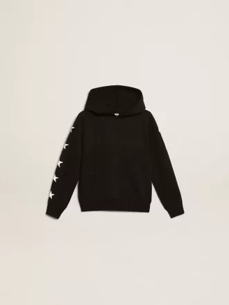 Kapuzensweatshirt für Jungen in Schwarz mit kontrastierenden weißen Sternen