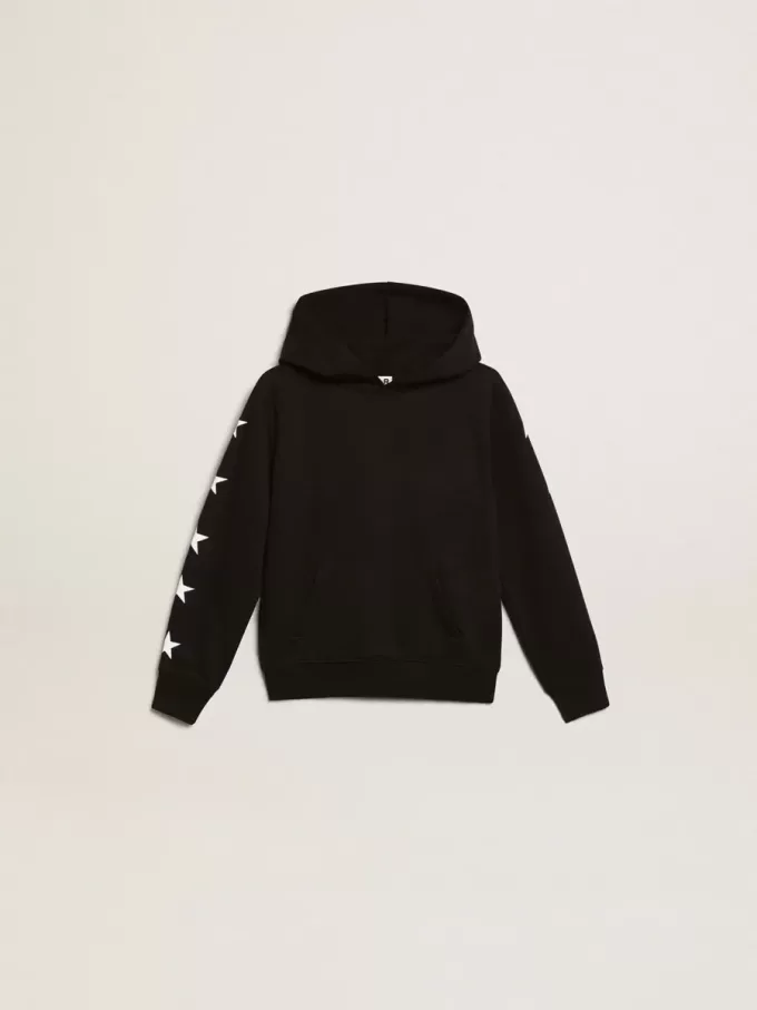 Kapuzensweatshirt für Jungen in Schwarz mit kontrastierenden weißen Sternen