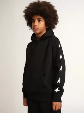 Kapuzensweatshirt für Jungen in Schwarz mit kontrastierenden weißen Sternen
