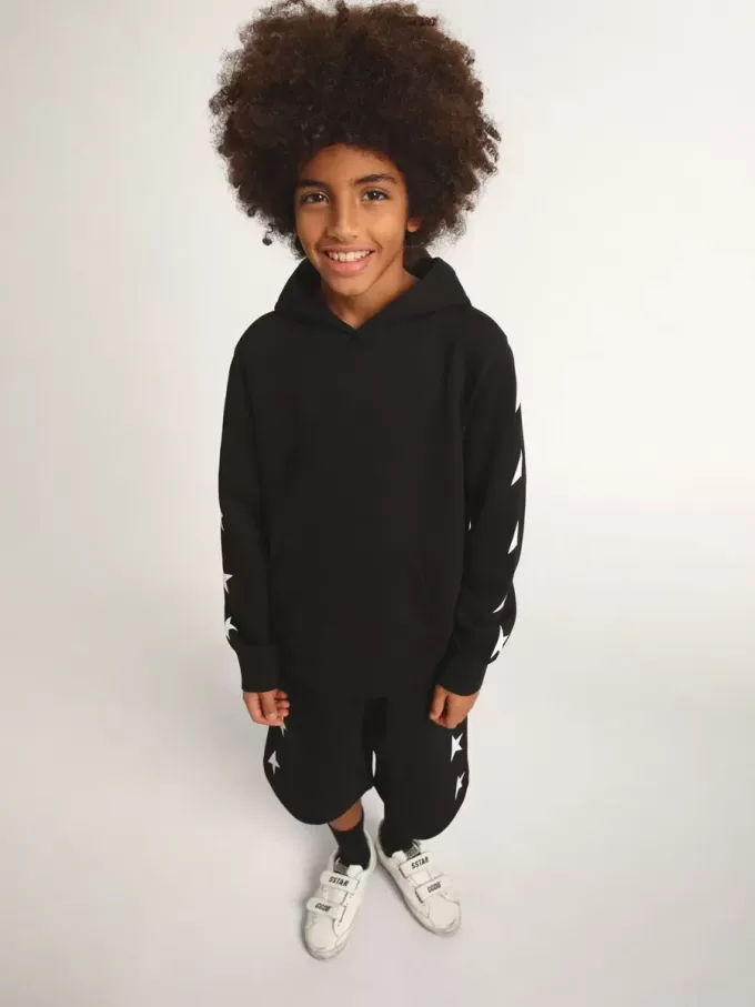 Kapuzensweatshirt für Jungen in Schwarz mit kontrastierenden weißen Sternen