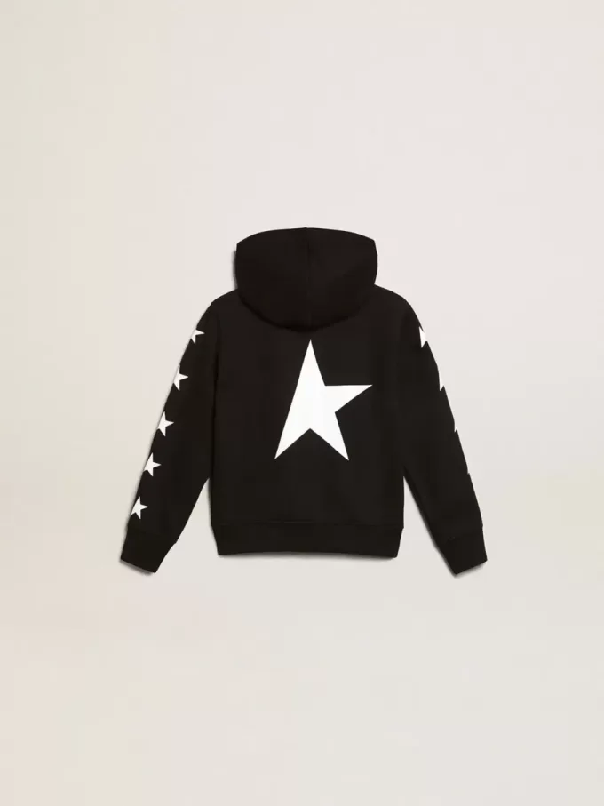 Kapuzensweatshirt für Jungen in Schwarz mit kontrastierenden weißen Sternen