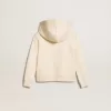 Kapuzensweatshirt in Altweiß mit Aufnähern