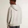 Kapuzensweatshirt in Used-Grau mit gesticktem Vintage-Logo