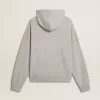 Kapuzensweatshirt in Used-Grau mit gesticktem Vintage-Logo