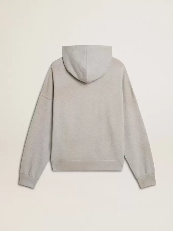 Kapuzensweatshirt in Used-Grau mit gesticktem Vintage-Logo