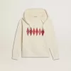 Kapuzensweatshirt in Used-Weiß mit goldener Stickerei auf der Vorderseite Kapuzensweatshirt in Used-Weiß mit goldener Stickerei auf der Vorderseite