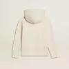 Kapuzensweatshirt in Used-Weiß mit goldener Stickerei auf der Vorderseite Kapuzensweatshirt in Used-Weiß mit goldener Stickerei auf der Vorderseite