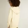 Kapuzensweatshirt in Used-Weiß mit goldener Stickerei auf der Vorderseite Kapuzensweatshirt in Used-Weiß mit goldener Stickerei auf der Vorderseite