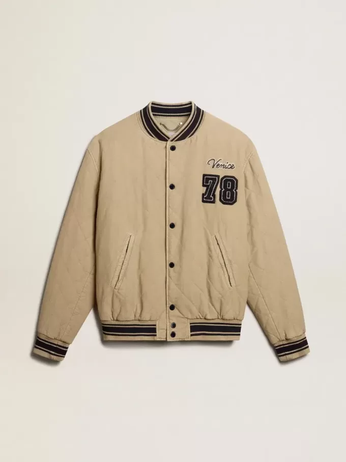 Khakifarbene Bomberjacke aus gesteppter Baumwolle Khakifarbene Bomberjacke aus gesteppter Baumwolle