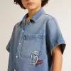 Kinder-Jeansshorts mit Stickerei auf der Rückseite