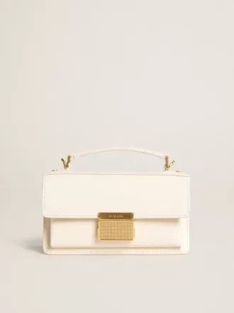 Kleine Venezia-Tasche aus butterfarbenem Leder mit Golddetails