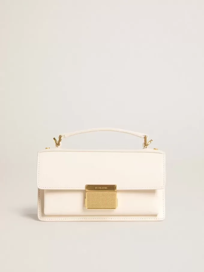 Kleine Venezia-Tasche aus butterfarbenem Leder mit Golddetails