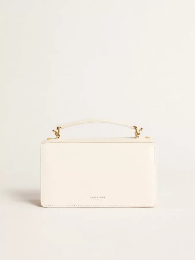 Kleine Venezia-Tasche aus butterfarbenem Leder mit Golddetails