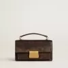 Kleine Venezia-Tasche aus dunkelbraunem Leder mit goldener Schnalle