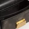 Kleine Venezia-Tasche aus dunkelbraunem Leder mit goldener Schnalle