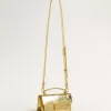Kleine Venezia-Tasche aus goldfarbenem Metallic-Leder mit goldenen Details