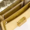 Kleine Venezia-Tasche aus goldfarbenem Metallic-Leder mit goldenen Details
