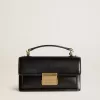 Kleine Venezia-Tasche aus schwarzem Leder mit Golddetails Kleine Venezia-Tasche aus schwarzem Leder mit Golddetails