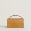 Kleine Venezia-Tasche aus tabakfarbenem Leder mit goldenen Details
