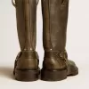 Kurt-Stiefel aus schwarzem Leder mit silberner Schnalle