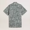 Kurzes Hemdkleid für Damen aus hellblauem Baumwollpopeline mit durchgehendem Marine-Print Kurzes Hemdkleid für Damen aus hellblauem Baumwollpopeline mit durchgehendem Marine-Print