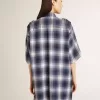 Kurzes Hemdkleid für Damen mit 3D-Schachbrettmuster und Stickerei