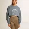 Kurzes Sweatshirt in Babyblau mit Used-Look