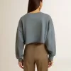 Kurzes Sweatshirt in Babyblau mit Used-Look