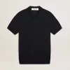 Kurzärmeliges Herren-Poloshirt aus marineblauer Merinowolle Kurzärmeliges Herren-Poloshirt aus marineblauer Merinowolle