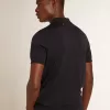 Kurzärmeliges Herren-Poloshirt aus marineblauer Merinowolle Kurzärmeliges Herren-Poloshirt aus marineblauer Merinowolle