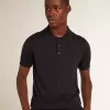 Kurzärmeliges Herren-Poloshirt aus marineblauer Merinowolle Kurzärmeliges Herren-Poloshirt aus marineblauer Merinowolle