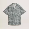 Kurzärmeliges Popeline-Hemd im Pyjama-Stil für Herren mit blau-weißem Marine-Print Kurzärmeliges Popeline-Hemd im Pyjama-Stil für Herren mit blau-weißem Marine-Print