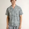 Kurzärmeliges Popeline-Hemd im Pyjama-Stil für Herren mit blau-weißem Marine-Print Kurzärmeliges Popeline-Hemd im Pyjama-Stil für Herren mit blau-weißem Marine-Print