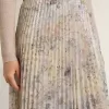 Langer Faltenrock für Damen mit mehrfarbigem Blumen-Paillettenprint Langer Faltenrock für Damen mit mehrfarbigem Blumen-Paillettenprint