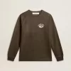 Langärmliges Herren-T-Shirt aus anthrazitgrauer Baumwolle mit Logo auf der Rückseite Langärmliges Herren-T-Shirt aus anthrazitgrauer Baumwolle mit Logo auf der Rückseite