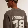 Langärmliges Herren-T-Shirt aus anthrazitgrauer Baumwolle mit Logo auf der Rückseite Langärmliges Herren-T-Shirt aus anthrazitgrauer Baumwolle mit Logo auf der Rückseite