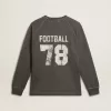 Langärmliges Herren-T-Shirt aus anthrazitgrauer Baumwolle mit Logo auf der Rückseite Langärmliges Herren-T-Shirt aus anthrazitgrauer Baumwolle mit Logo auf der Rückseite