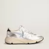 Laufsohle aus Nylon und silbernem Metallic-Leder mit hellblauem Stern
