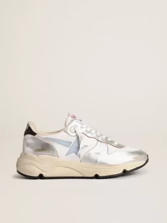 Laufsohle aus Nylon und silbernem Metallic-Leder mit hellblauem Stern