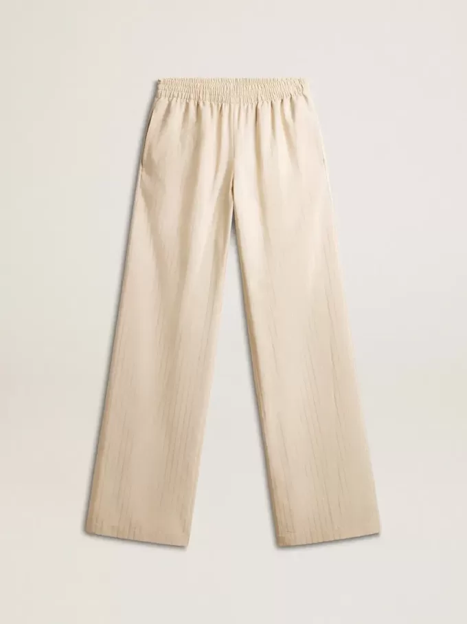 Leichte beige Jogginghose für Damen aus Seide und Viskose