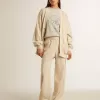 Leichte beige Jogginghose für Damen aus Seide und Viskose