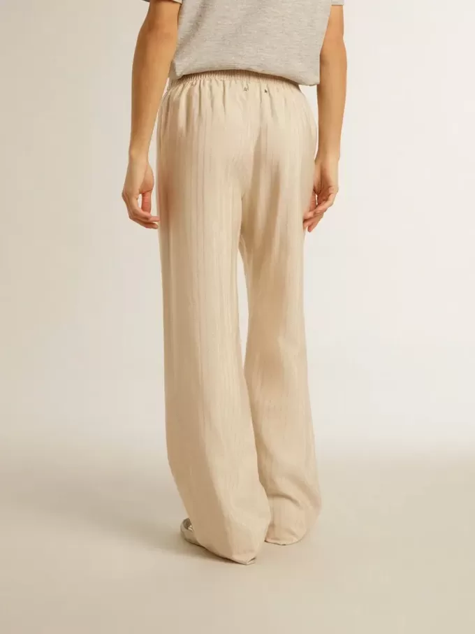 Leichte beige Jogginghose für Damen aus Seide und Viskose