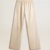 Leichte beige Jogginghose für Damen aus Seide und Viskose