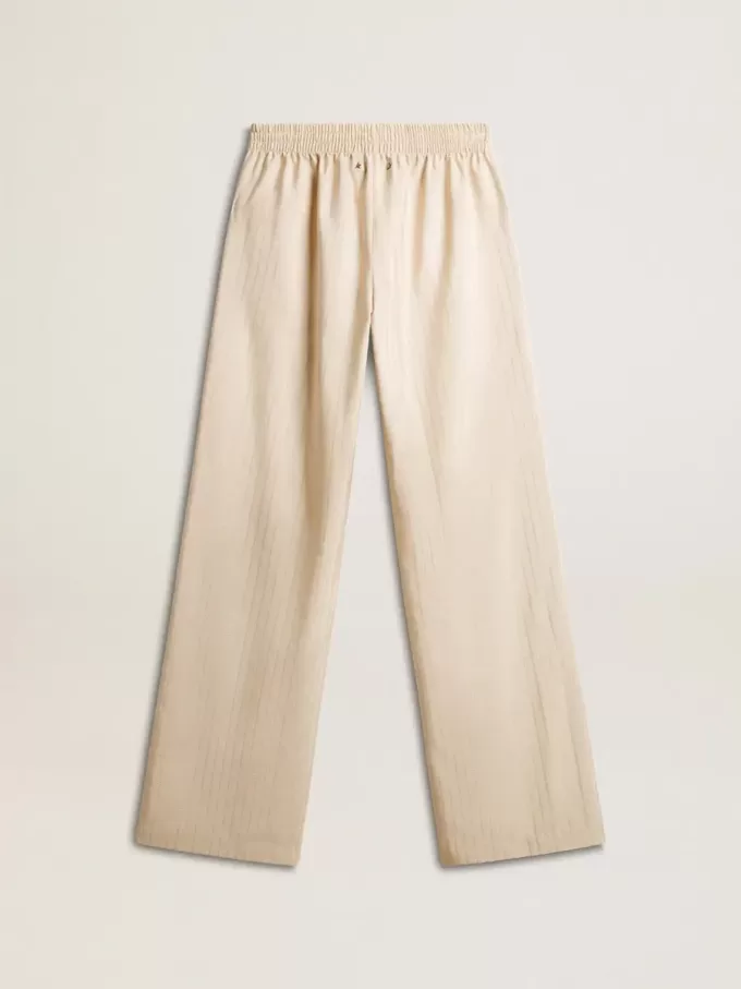 Leichte beige Jogginghose für Damen aus Seide und Viskose